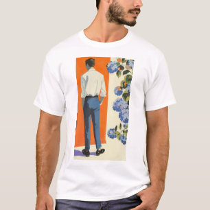 Snyggt Man i White Shirt Blue and Black Design T