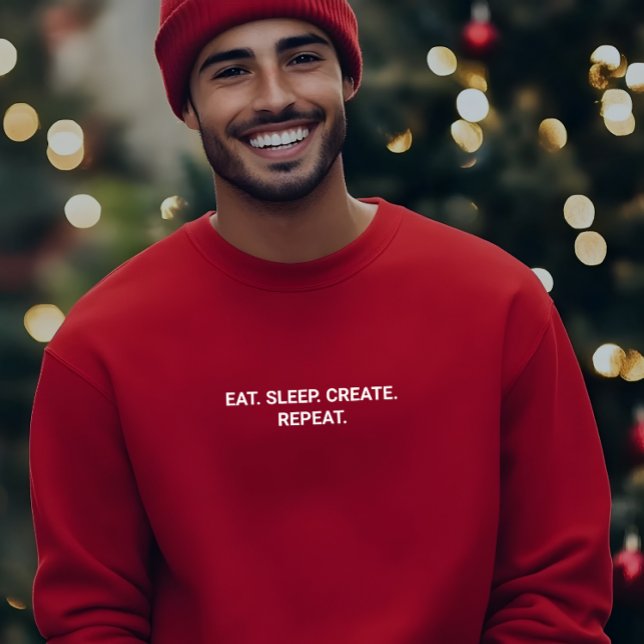 Snyggt Manar Red Eat Sömnläge Skapa Upprepa Slogan T Shirt (Stylish Men Red Eat Sleep Create Repeat Slogan T-Shirt!)