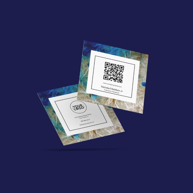 Snyggt Marble Abstrakt Modern Grunge Turcos Fyrkantigt Visitkort (Skapare uppladdad)