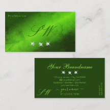 Snyggt Marble Grönt Sparkling Diamonds Initialer