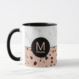 Snyggt Marble och Ro Guld med Monogram Mugg
