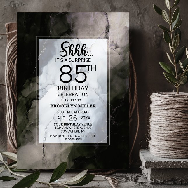 Snyggt Marble Surprise 85:e Födelsedagsfesten Inbjudningar (Skapare uppladdad)