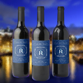 Snyggt marinmonogram Ram Vinflaska Etikett