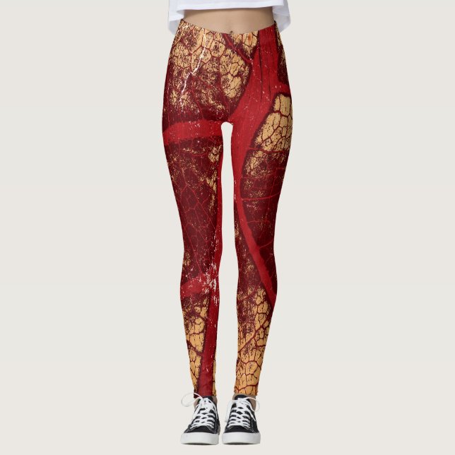 Snyggt Maroon Löv Leggings (Framsida)