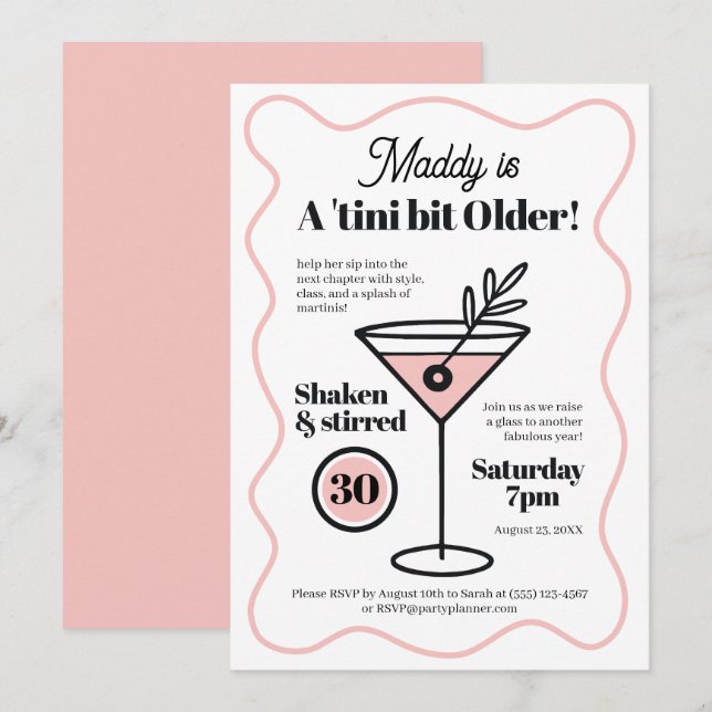 Snyggt Martini-inbjudningar till 30års födelsedag Inbjudningar (Fram/baksida)