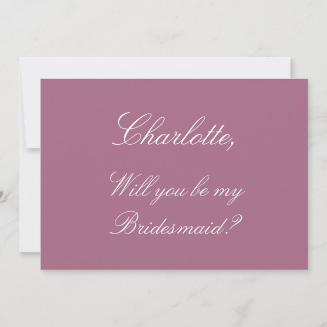 Snyggt Mauve Bridesmaid Frieri kort (Framsida)