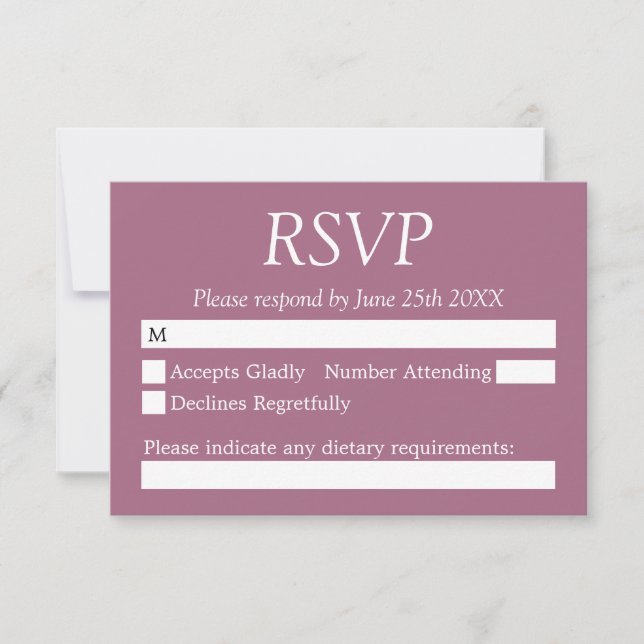 Snyggt Mauve Bröllop OSA Card (Framsida)
