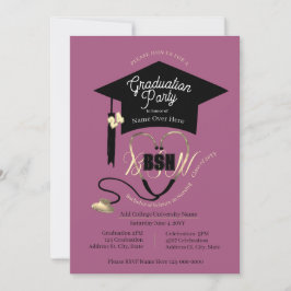 Snyggt Mauve Lila Editable Nurse Grad Party Inbjudningar