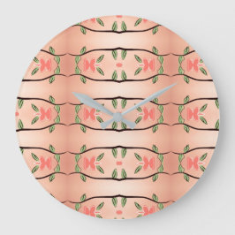 Snyggt med korall och Inky Black Stor Klocka