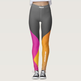Snyggt med monogrammad grått rosa gult-workout leggings