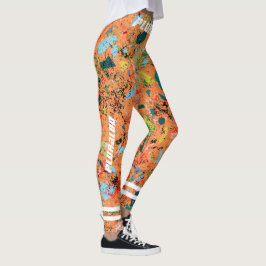 Snyggt med monogrammad orange mönster-workout leggings