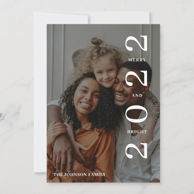 Snyggt Merry och Bright Photo Grönt jul Julkort (Framsida)