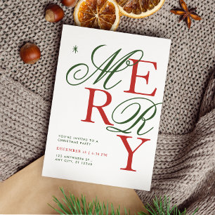Snyggt Merry Typography Festive jul Party Inbjudningar