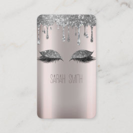 Snyggt Metallic Silver Glitter driver Eyelash Visitkort