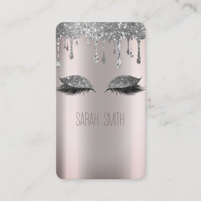 Snyggt Metallic Silver Glitter driver Eyelash Visitkort (Framsida)