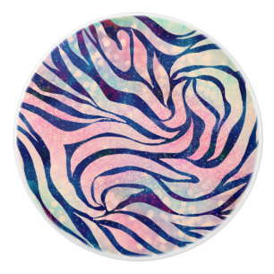 Snyggt Metallisk blå och holografisk Zebra tryck Knopp