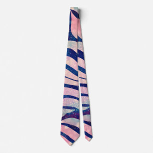 Snyggt Metallisk blå och holografisk Zebra tryck Slips