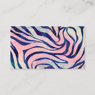 Snyggt Metallisk blå och holografisk Zebra tryck Visitkort