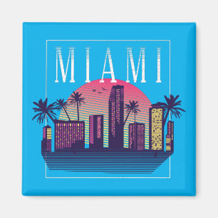 Snyggt Miami Florida Retro City Logotyp Magnet
