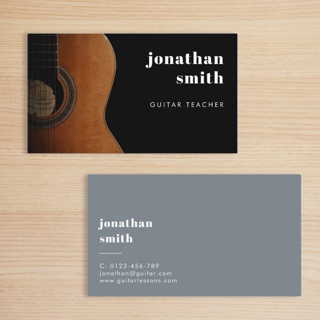 Snyggt Minimal Guitar Musician Blue Visitkort (Skapare uppladdad)