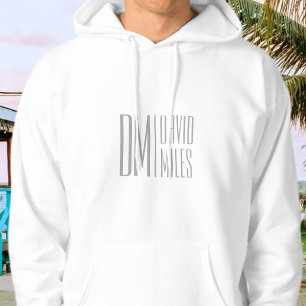 Snyggt Minimal och modern Grått Initialer & Namn L Hoodie