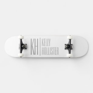 Snyggt Minimal och modern Grått Initialer & Namn L Mini Skateboard Bräda 18,5 Cm