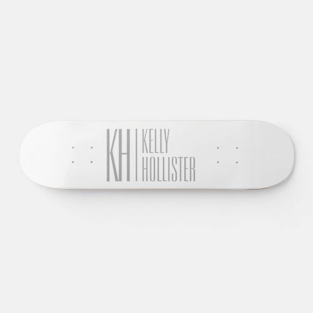 Snyggt Minimal och modern Grått Initialer & Namn L Mini Skateboard Bräda 18,5 Cm (Horz)