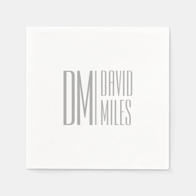 Snyggt Minimal och modern Grått Initialer & Namn L Pappersservett (Framsidan)