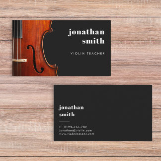 Snyggt Minimal Violin Musician Black Visitkort