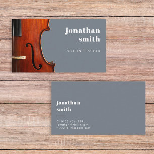 Snyggt Minimal Violin Musician Blue Visitkort