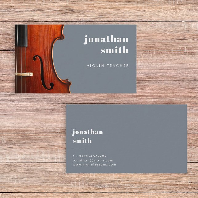 Snyggt Minimal Violin Musician Blue Visitkort (Skapare uppladdad)
