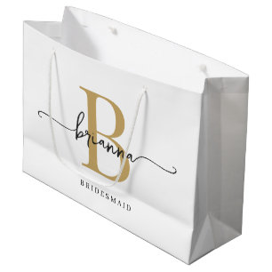 Snyggt Minimal vit Guld-monogram Girly-skript