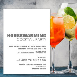 Snyggt Minimalist Houseuppvärmningskocktail Party Inbjudningar