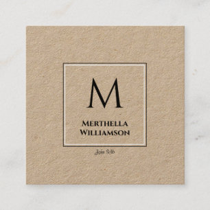 Snyggt, minimalistisk kraftfull MONOGRAM Fyrkantigt Visitkort
