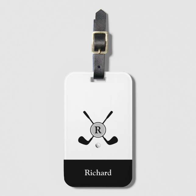 Snyggt Minimalistisk Logotyp och Monogram Golf Pla Bagagebricka (Framsida vertikal)