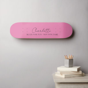 Snyggt Minimalistisk Rosa i Monogram Namn Mini Skateboard Bräda 18,5 Cm