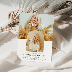 Snyggt Minimalt foto SEXTY 60:e födelsedagen Inbjudningar