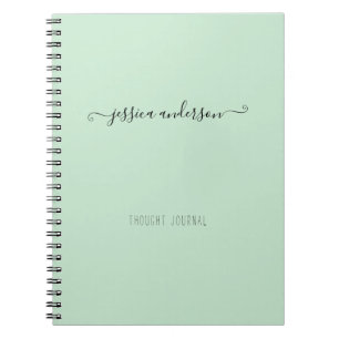 Snyggt Mint Grönt Modern Calligraphy Girly Script Anteckningsbok