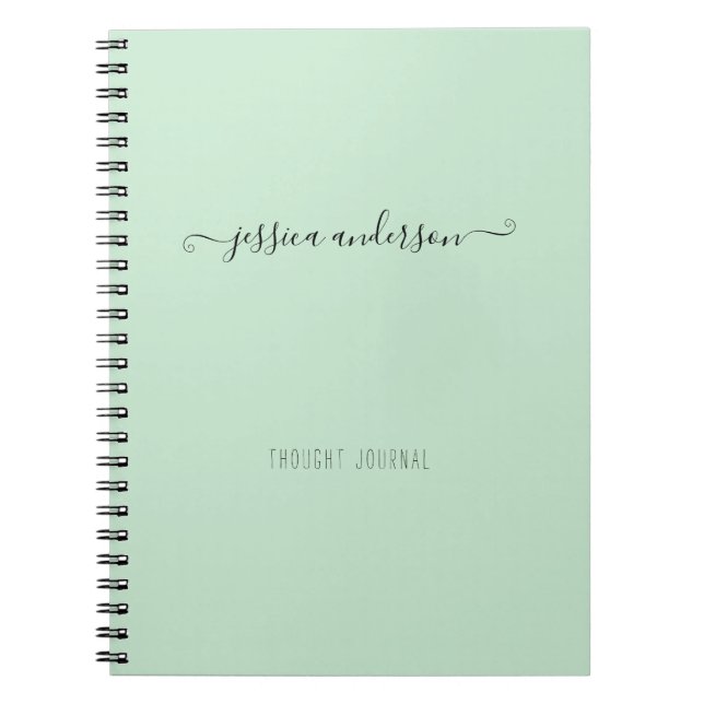 Snyggt Mint Grönt Modern Calligraphy Girly Script Anteckningsbok (Framsidan)