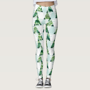 Snyggt Mint Grönt Tropical Triangles Geometric Leggings