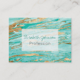Snyggt Mint & Guld Abstrakt Marbleized Paint Visitkort