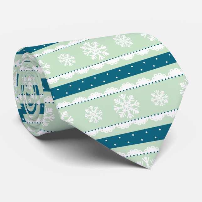 Snyggt Mint Teal White jul Snöflingor Slips (Rullad)