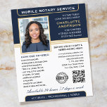 Snyggt Mobile Notary Service Photo Blue Guld Flygblad<br><div class="desc">Få ut fler kunder med de här klassiska notarie Public business flyers. En personlig med snyggt, namn, detaljer, QR-kod och en logotyps- eller ackrediteringssymbol. Affärsflygare är ett effektivt sätt att marknadsföra din verksamhet och annonsera dina notarietjänster. Ett effektivt sätt att marknadsföra din verksamhet och annonsera dina notarietjänster. Perfekt för en...</div>