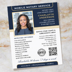 Snyggt Mobile Notary Service Photo Blue Guld Flygblad
