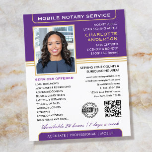 Snyggt Mobile Notary Service Photo Lila Guld Flygblad