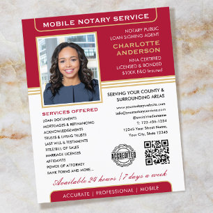 Snyggt Mobile Notary Service Photo Red Guld Flygblad