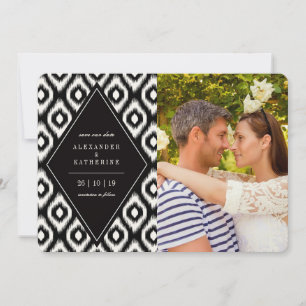 Snyggt Mod Diamond Ikat Photo Save Date Card Spara Datumet