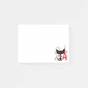 Snyggt mode Cat silhouette i Frankrike Post-it Block
