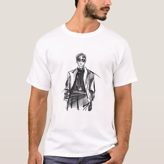 Snyggt Mode Illustration of Man in Kostym - Mode T Shirt (Framsida)