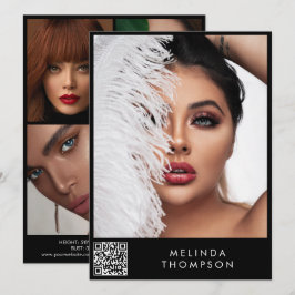 Snyggt Modellering Comp Card 5 Svart foto QR-kod Inbjudningar